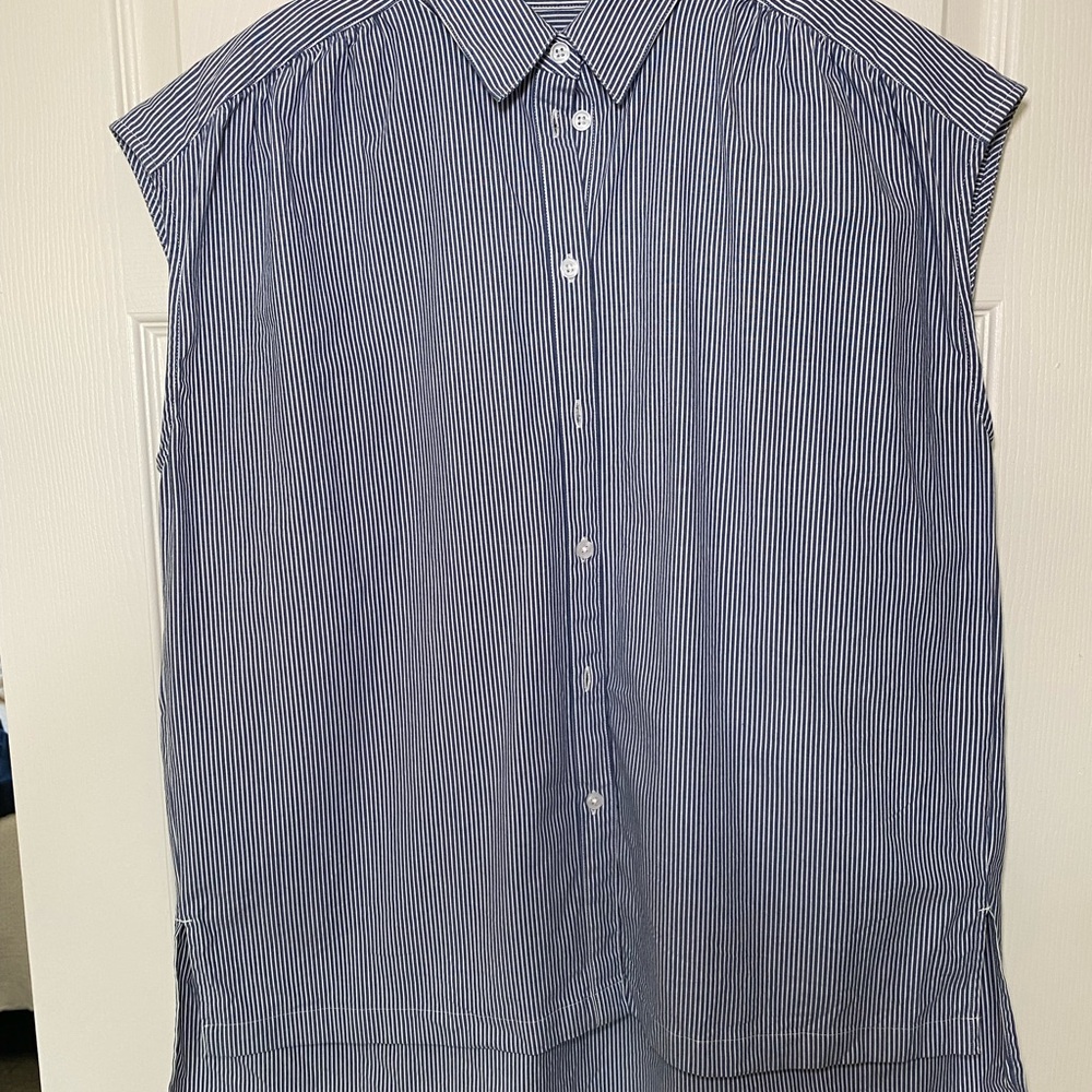 Banana Republic Navy Striped High Low Sleeveless Top